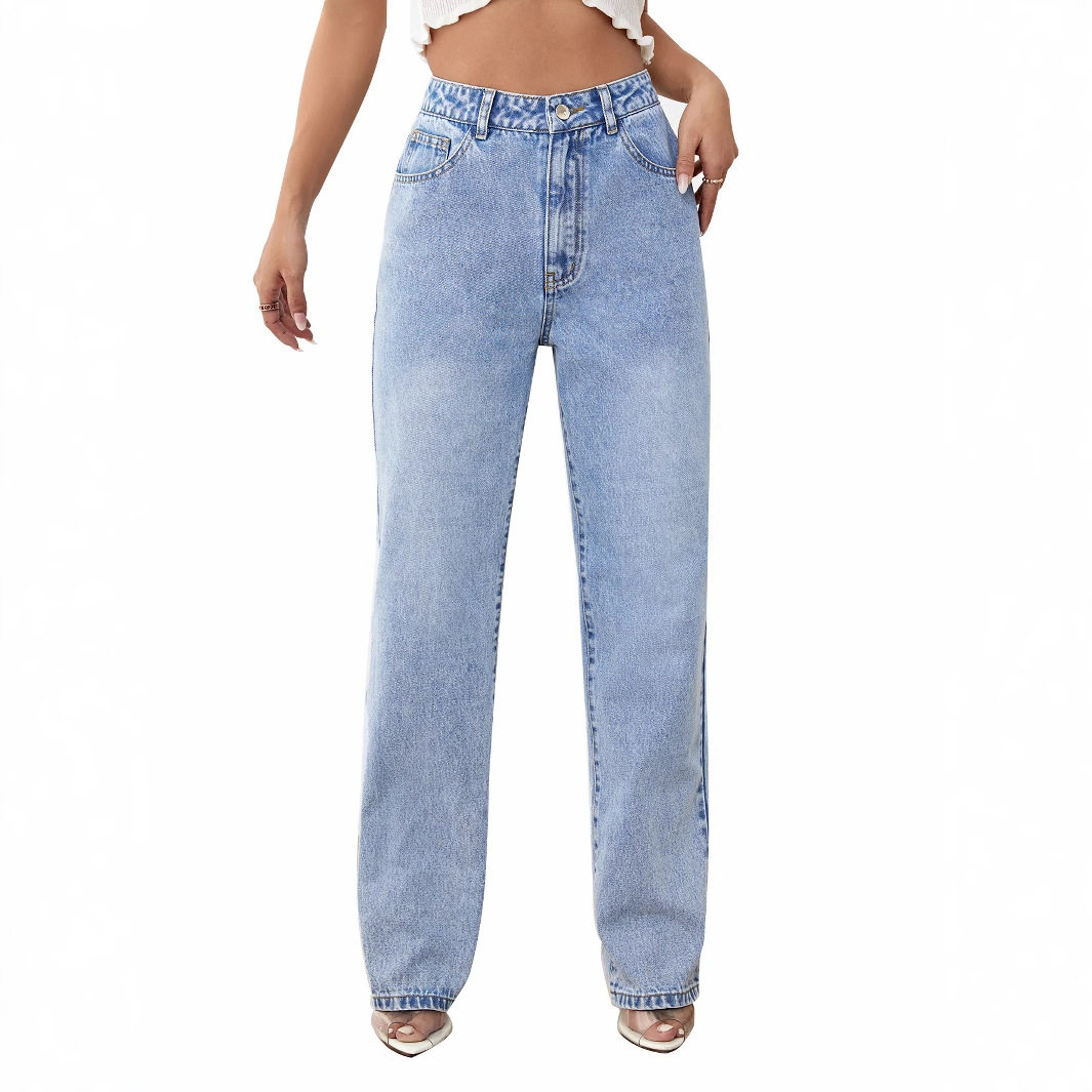 High Waisted Straight Leg Jeans Vintage Style Casual Fashion Versatile Fit Perfect for Everyday Wear Wholesale