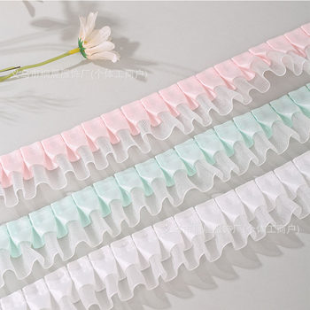 In-Stock 4cm Double-Layer Polyester Tulle Ruffle Lace DIY Clothing Ruffle Lace Discount Lace Accessories Wholesale
