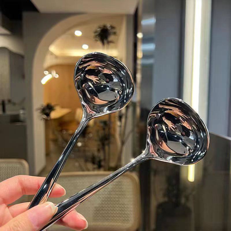 Stainless Steel Soup Spoon High Beauty Value Korean Style Thickened Big Head Spoon Household Soup Porridge Spoon Soup Shell Kitchen Utensils