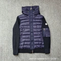 Stand collar hooded navy blue