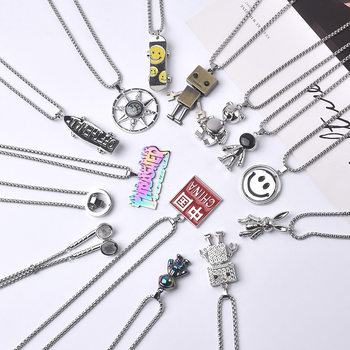 All-Match Titanium Steel Chain Hip-Hop Necklace Men's Trendy Brand Street Personality Internet Celebrity Pendant Didi Bouncing Woolen Chain Accessories Pendant