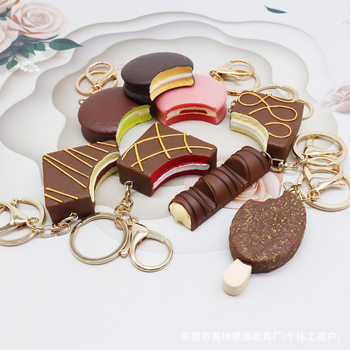 Mini Artificial Chocolate Pendant Ice Cream/Kinder Chocolate Sandwich Cake Pie Keychain Bag Pendant