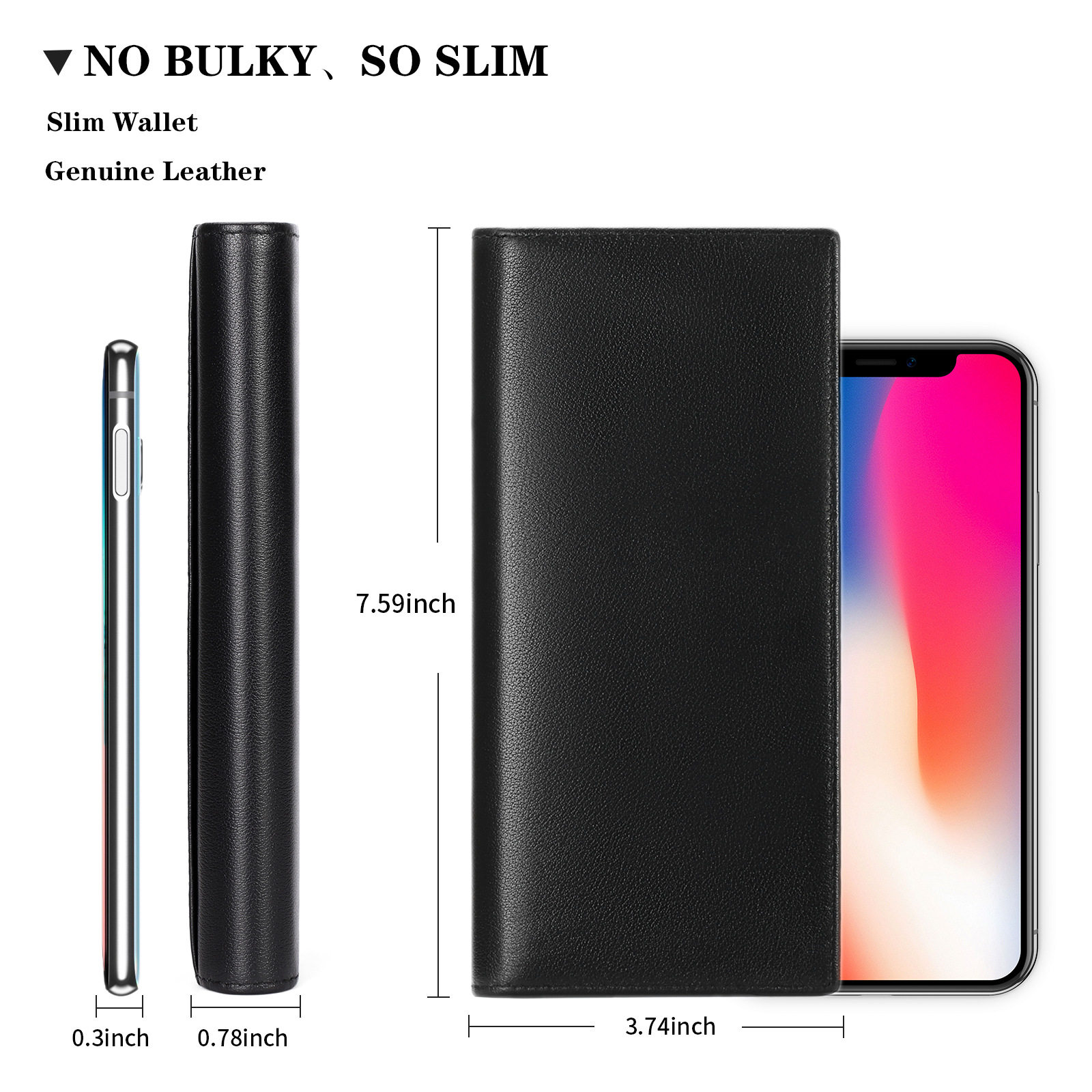 Falan Mule New Men's Business Long Wallet, Simple Soft Leather Plain Thin Wallet