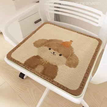 Cartoon Imitation Cashmere Cushion Chair Cushion Plush Butt Cushion Autumn and Winter Warm Maillard Student Office Sedentary Cushion