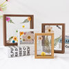 Double-Sided Photo Frame Transparent Glass Happy Word Clip Leaf Carving Ornaments Plant Specimen Embossed Frame Paper-Cut Picture Frame Table