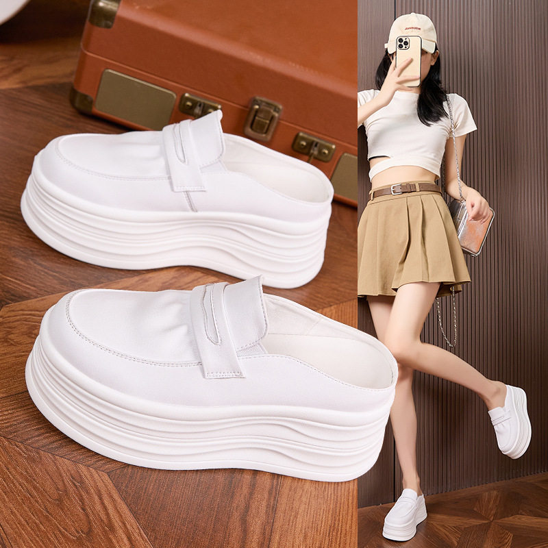 Giày thể thao nữ đế xuồng platform gót siêu cao 8 cm — Trắng, Bạc