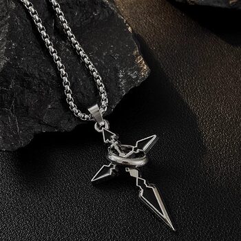 Black cross titanium steel necklace men's fashion sweater chain niche high-end jewelry women's Yiwu hot-selling accessories