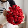 Finished Rose Knitted Thread Blanket Bouquet Blanket Wool Hand-Knitted Flowers Gift for Best Friend Bedside Blanket