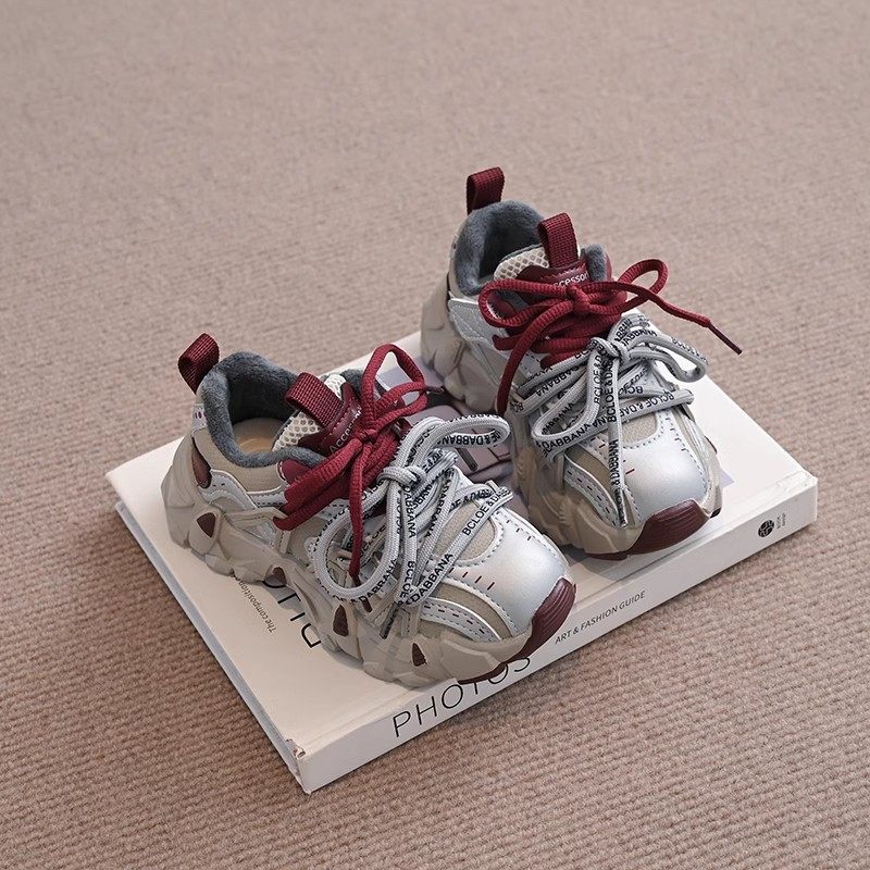 Girls' sneaker 2024 New Autumn and Winter Boys' Shoes Winter Children's Torre Shoes fleece-lined Baby's Cotton Shoes