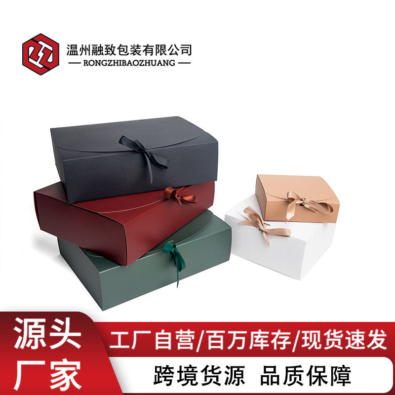 Cross-Border Ribbon Bow Biscuits Mooncakes Pastry Baking Packaging Flip Gift Box Wholesale Souvenir Gift Box