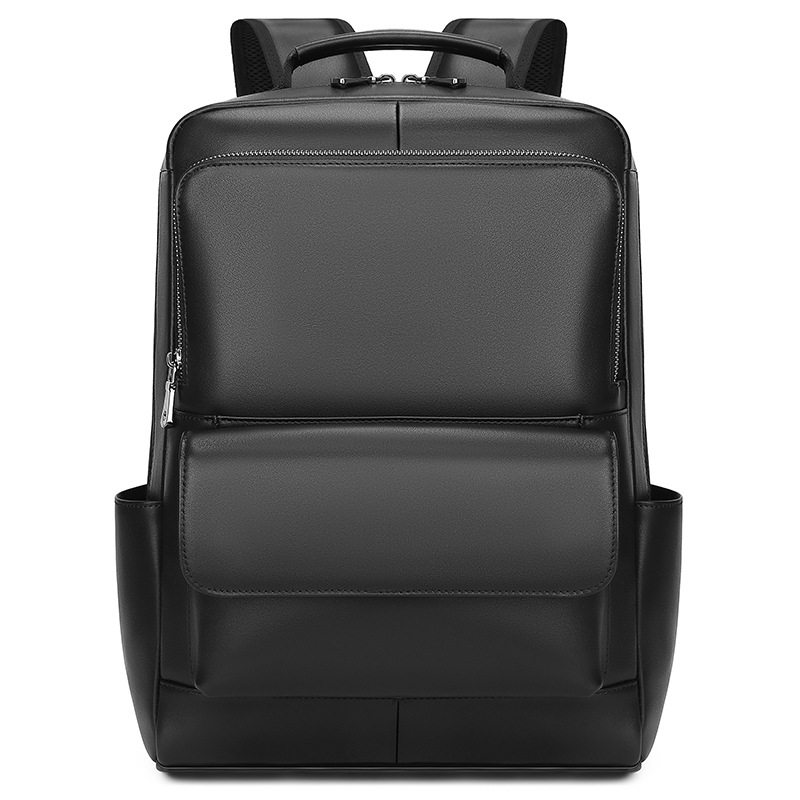 Balo Da Thật Công Sở Nam Nappa Chống Thấm Nước Đựng Laptop 14 Inch Màu Đen