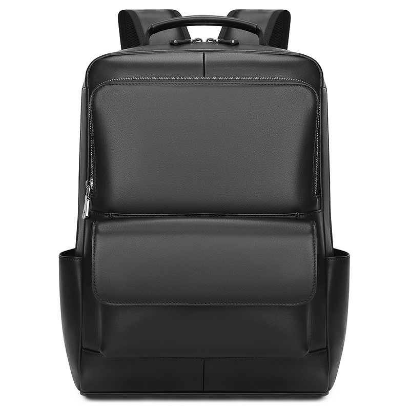 Ba lô da thật nam J.M.D Jiamida chống nước 14 inch đi làm công tác — Màu đen