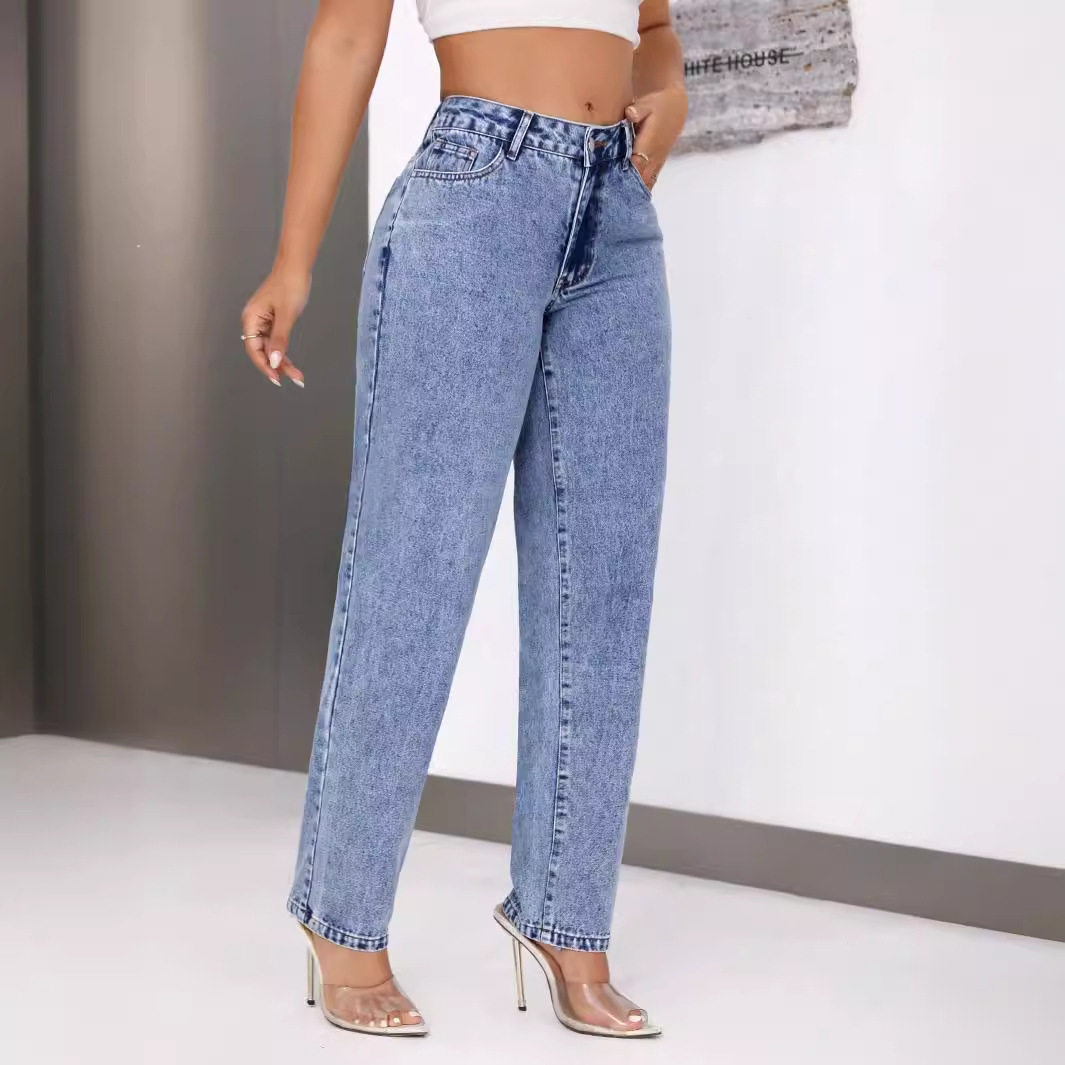 High Waisted Straight Leg Jeans Vintage Style Womens Fashion Comfortable Fit Casual Wear Wholesale Available