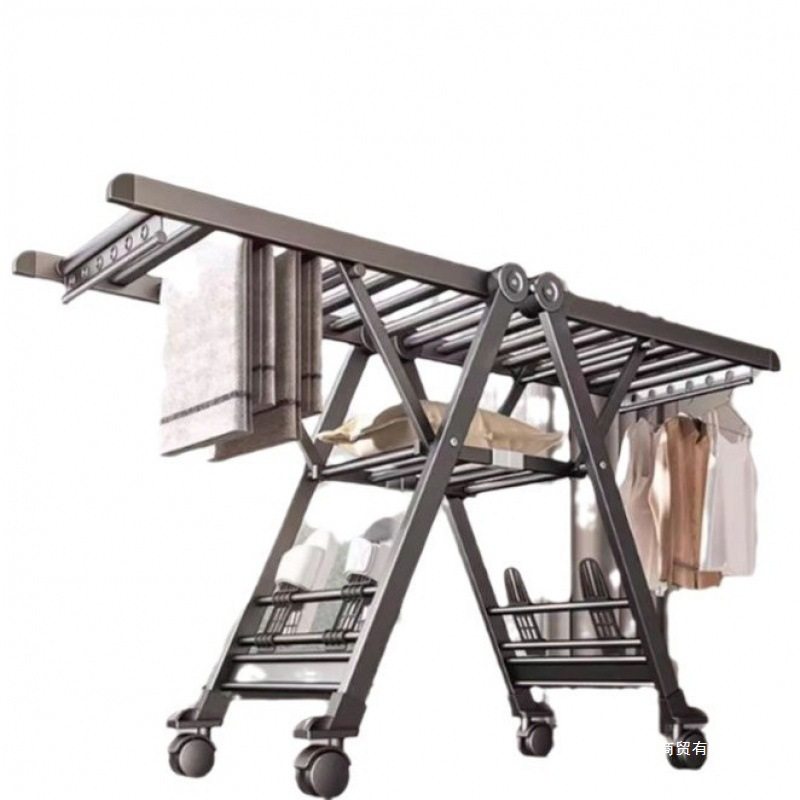 Freestanding Clothes Drying Rack with Wheels, Widened for Home Use, Suitable for Drying Clothes and Hats, with Thickened and Movable Clothes Rod
