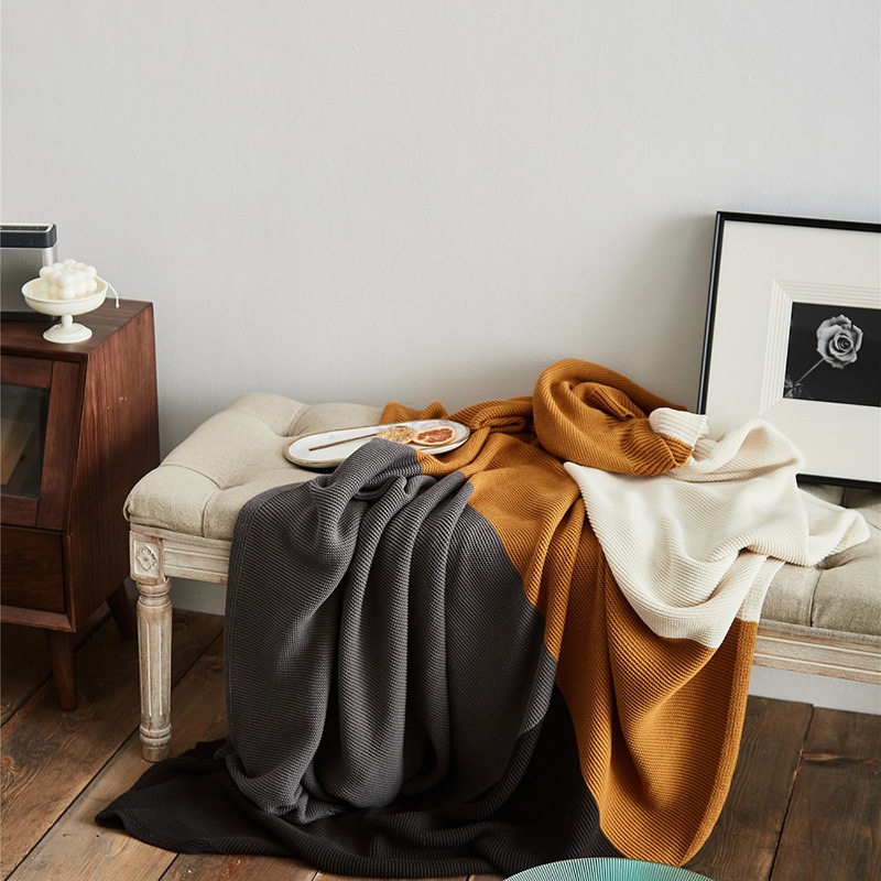 Manufacturer's New Knitted Creative Color Matching Blanket, New Photography Blanket, Modern Simple Wool Blanket, Sofa Towel Wholesale