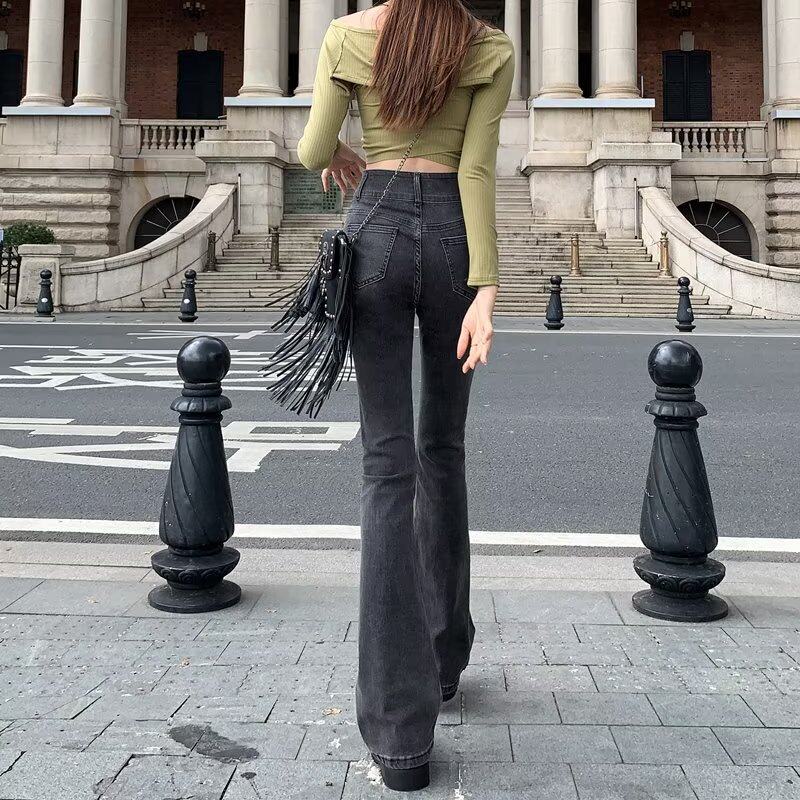 Womens Flared Denim Jeans Stylish Slim Fit Casual Versatile Spring Fall Fashion for Students Wholesale Available