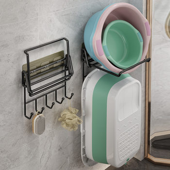 Stainless Steel Foldable Washbasin Rack Wall Hanging Bathroom Storage Rack Washbasin Rack Non-Punch Bathroom Washbasin Storage Rack