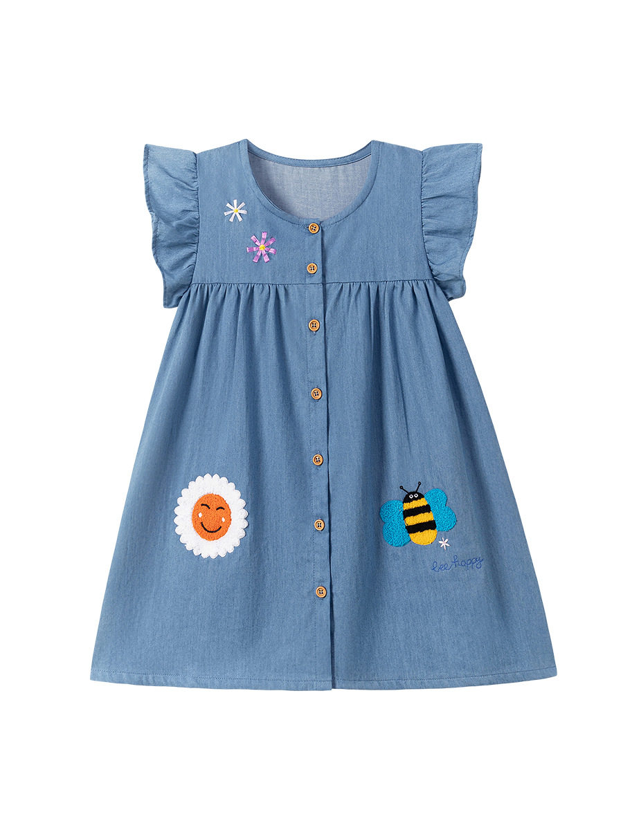 Summer Girls' Denim Dress, [Style] Kids' Dress, Cute Cartoon Kids' Dress