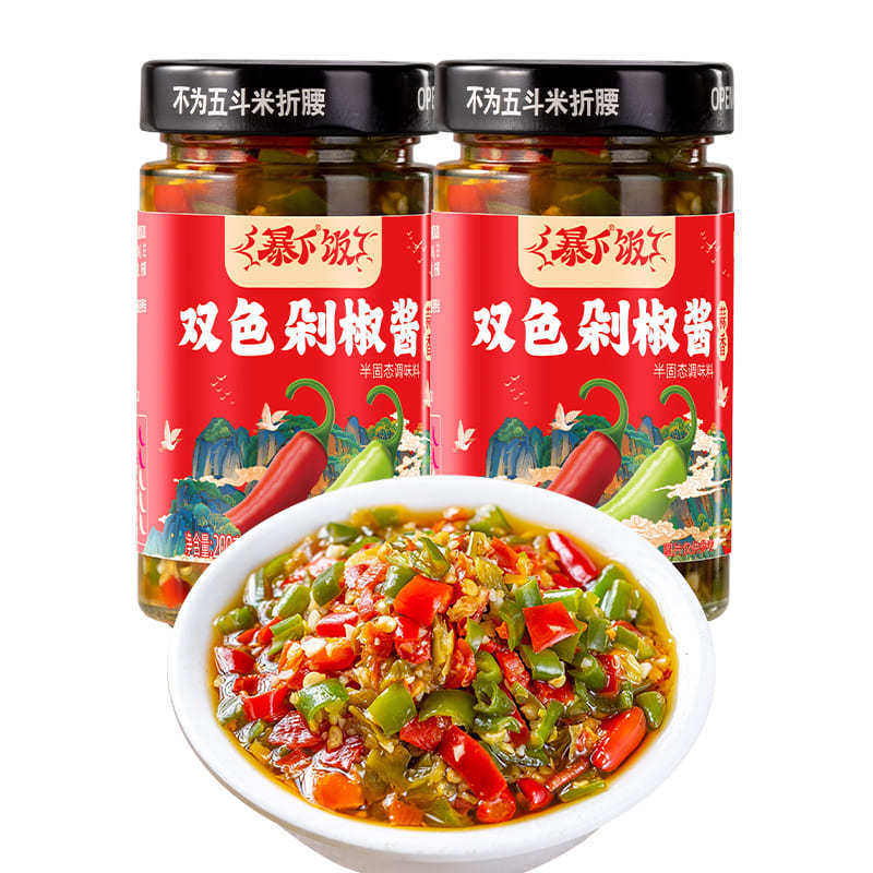 Jixiangju hot rice two-color chopped pepper sauce 200g chili sauce mixed noodles rice sauce instant seasoning one-piece delivery