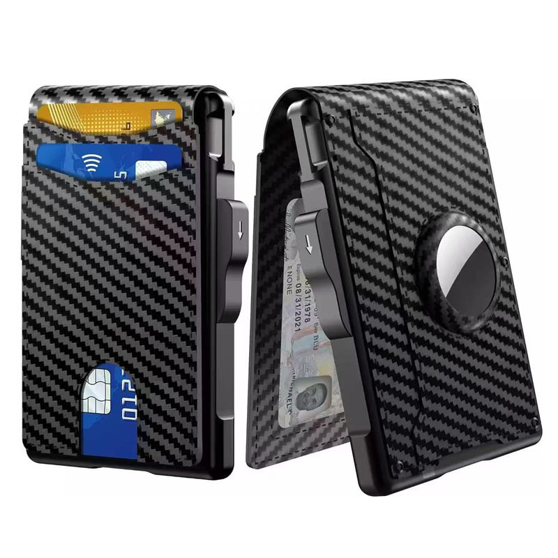 Cross-Border Hot-Selling Rfid Men's Card Holder Metal Anti-Magnetic Anti-Theft Automatic Card Ejection Wallet Credit Card Business Card Box Wallet