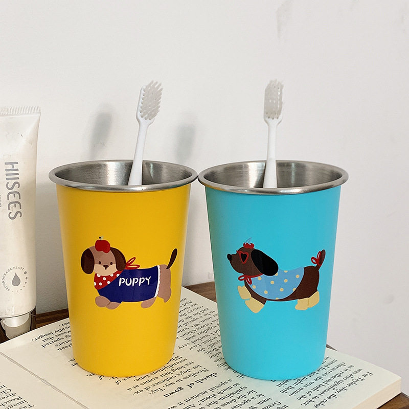 Creative dog cold drink beer mug high color value outdoor camping anti-fall stainless steel cup Coca-Cola aluminum cup explosion