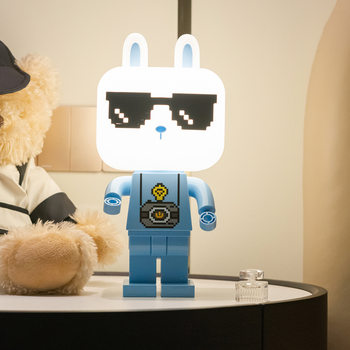 Cross-border gift mini robot usb square head small table lamp blind box creative table lamp refilling dual-purpose birthday gift
