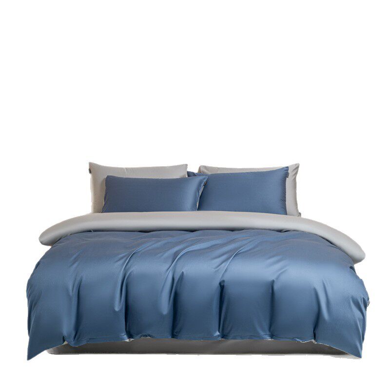 100-Count Long-Staple Cotton Four-Piece Set, 100% Pure Cotton Single Duvet Cover, Bed Sheet, Simple Solid Color Student Bedding Three-Piece Set