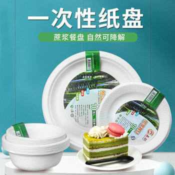 Paper Plate Disposable Household Dinner Barbecue Tableware Paper Bowl Set Plate Handmade Cake Plate Drop Shipping