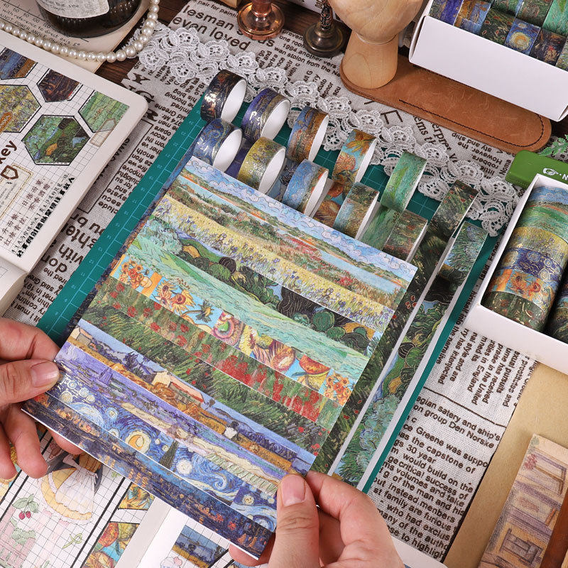 Yida Culture Cross-border Van Gogh Series Bronzing and Paper Tape DIY Decorative Hand Account Sticker Creative Life Small
