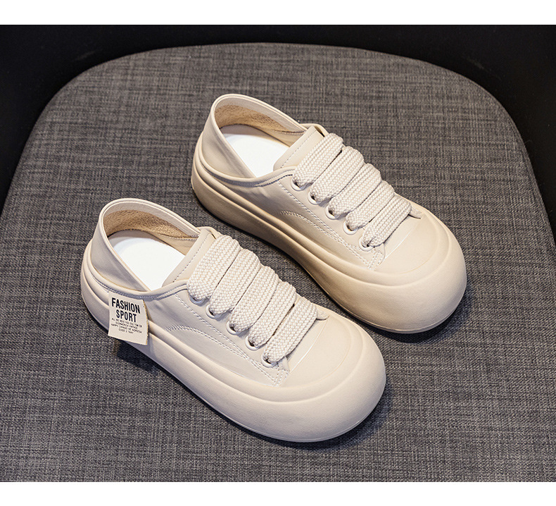 Giày sneaker nữ mũi tròn đế dày phối dây buộc — M 2378m màu, M2378 màu be