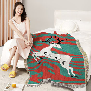 Custom outdoor camping blanket jacquard tapestry flower series sofa towel line blanket home nap air conditioning blanket wholesale