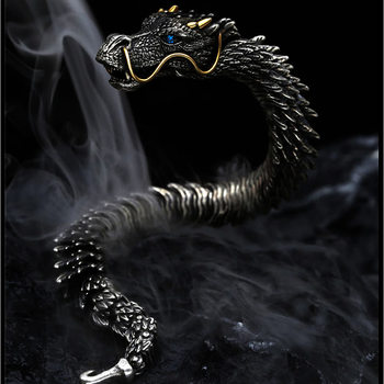 Dragon year new Chinese style retro silver-plated Dragon Bracelet domineering personality keel Bracelet Men's fashion personality jewelry