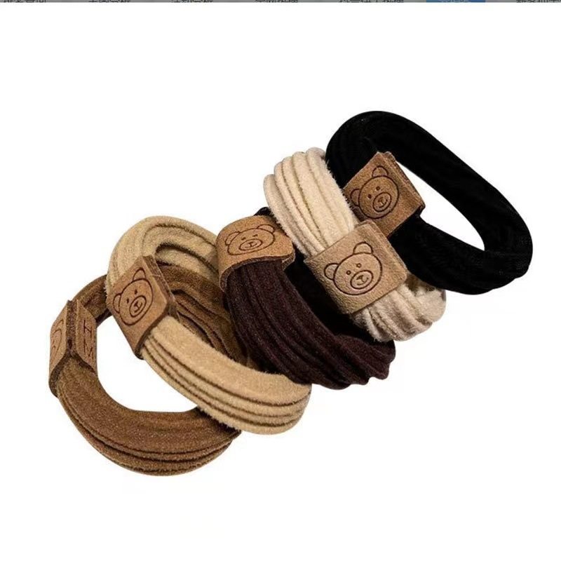 Bear Head Rope High Elastic Rubber Tendon Women's Hair Rope Thickened Thick Hair Ring High Pony Tail Ball Headwear Rubber