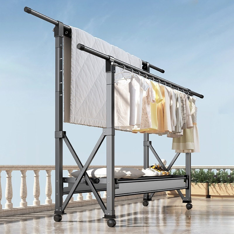 New Floor-Standing Folding Indoor Household Balcony Outdoor Bedroom Quilt Drying Rack Clothes Drying Rack Clothes Rod