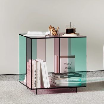 New Sofa Acrylic Side Cabinet Living Room Bedroom Transparent Balcony Small Coffee Table Integrated Side Table Home Living Room Solid Wood
