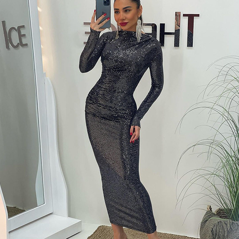 Sequin Bodycon Dress Slim Fit Elegant Style European Fashion Perfect for Parties and Special Occasions Wholesale