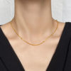 No fading 18K gold box chain clip gold beads clavicle chain ins necklace women's short simple temperament versatile gift