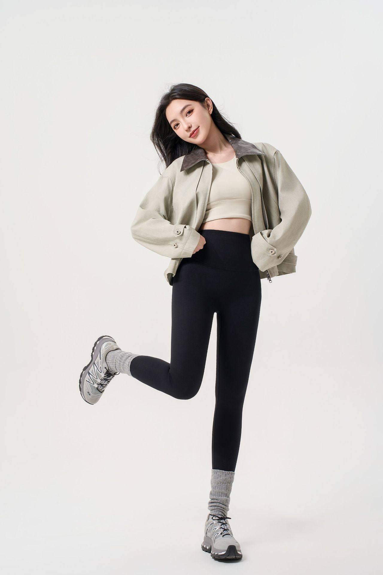 棉塑师蜜桃裤纯棉加绒加厚打底裤女外穿秋高腰收腹提臀保暖瑜伽裤