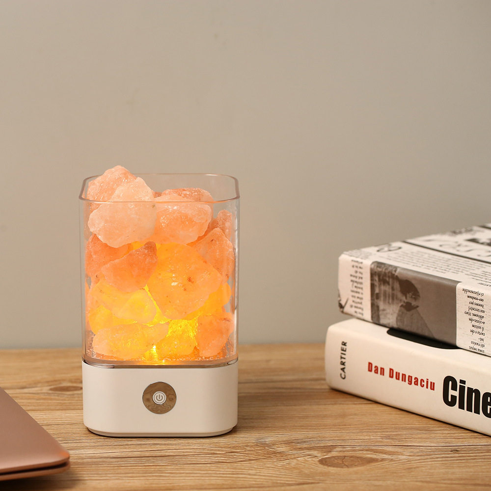 Creative Himalayan Crystal Salt Lamp Negative Ion Salt Mineral USB Night Light Bedroom Sleep Companion Table Lamp Creative Ornament