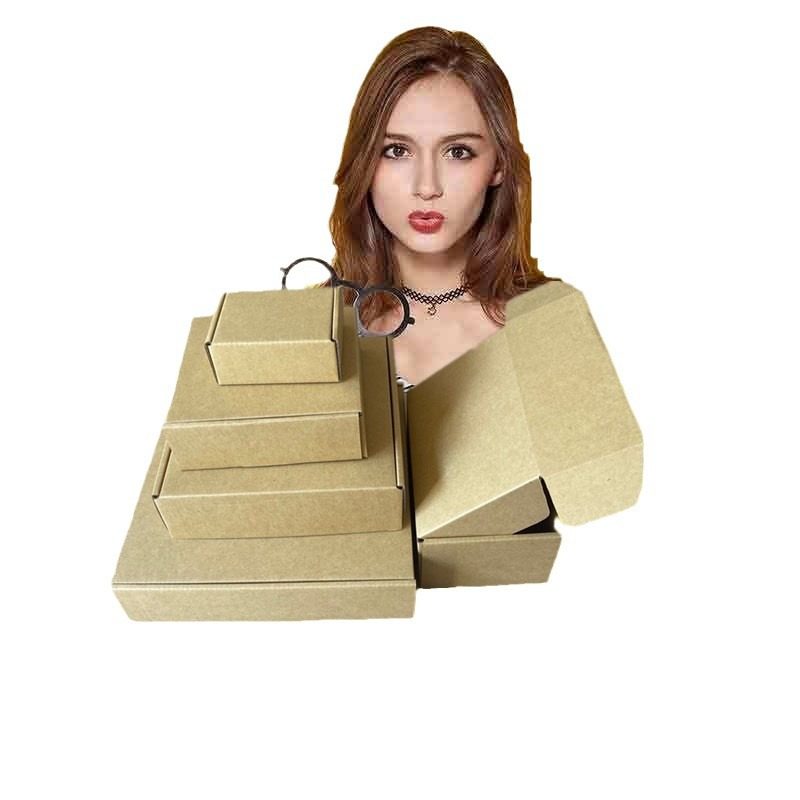 Width 12cm High 50mm Rectangular Airplane Box Square Express Packaging Box Small Kraft Paper Foldableing Packaging Box