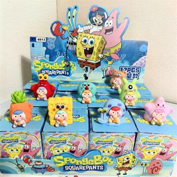 New Spongebob Squarepants Blind Box Resin Doll Toy Doll Gift Trendy Children's Hand-Made Car Ornaments Wholesale