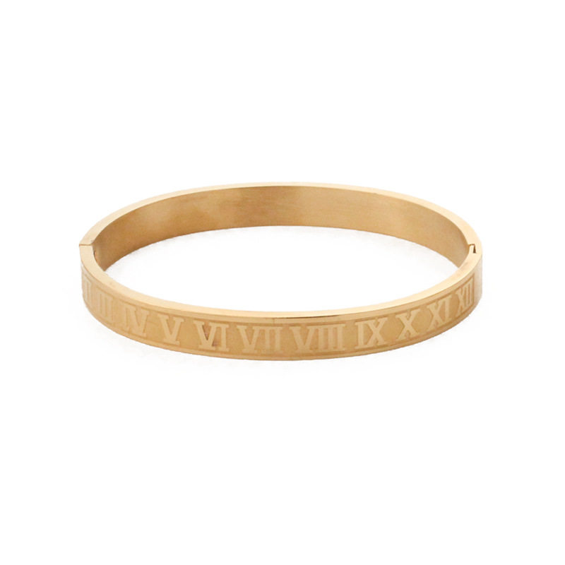 Cross-border hot sale stainless steel Roman numeral letter bracelet European and American punk trend titanium steel couple matching bracelet