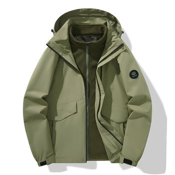 Customized Logo Autumn and Winter Popular Three-In-One Outdoor Jacket Silver Fox Velvet Waterproof, Windproof and Anti-Fouling Jacket High Quality