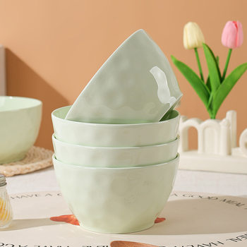 Cream Stone Pattern Dish Set Soup Bowl Rice Bowl Simple Tableware Set High Temperature Underglaze Color Ceramic Bowl Household Noodle Bowl