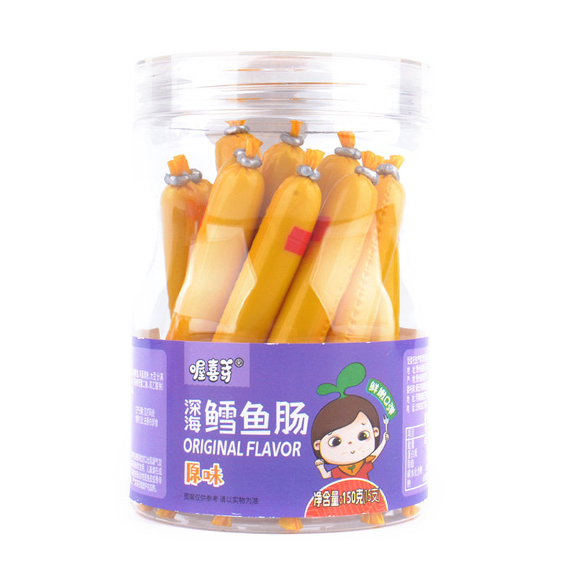 Oh, Xi ya deep sea cod sausage 150g/canned fish sausage 15 children's snacks ham sausage shrimp corn flavor