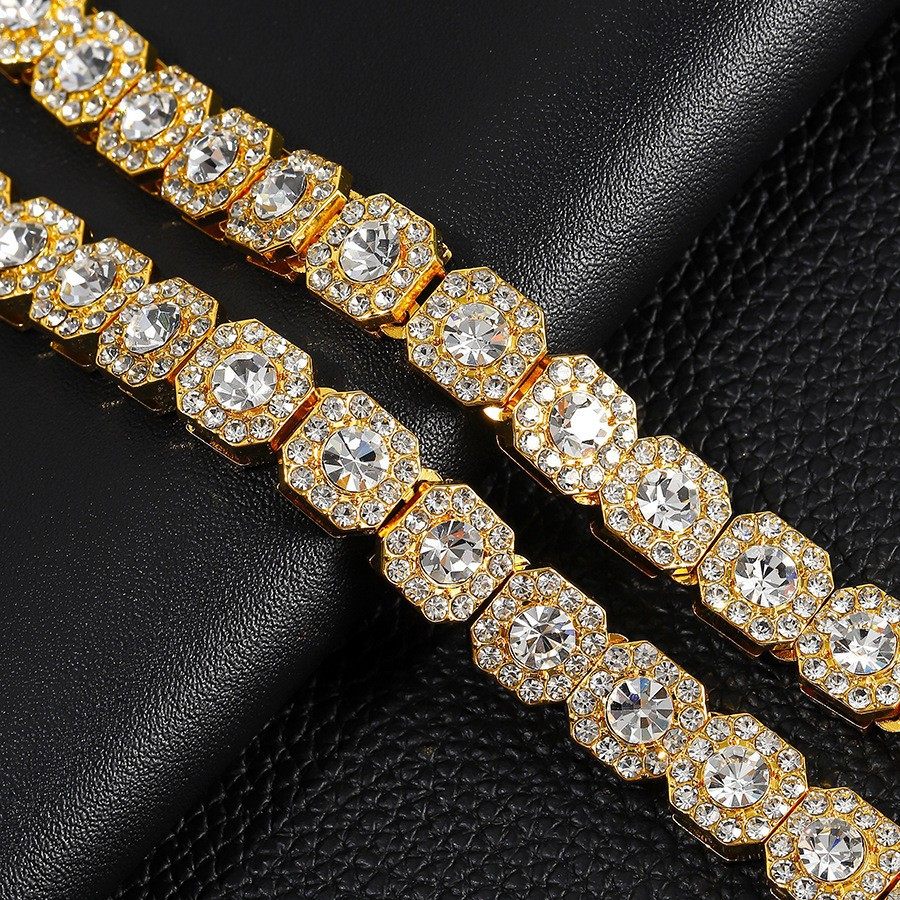 Round Double-layer Alloy Light Luxury Cuban Chain Distinctive Necklace Collarbone Sexy Tie Wear Ice Sugar Necklace Accessories