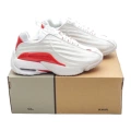 White and red duck shoes