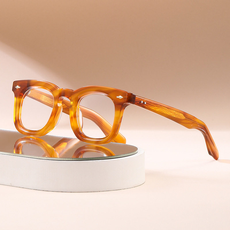 Ysat3009 New Fashion Acetate Eyeglass Frame for Women, Korean Version, Retro Plain Non-Prescription Glasses, Can Be Fitted with Prescription Lenses