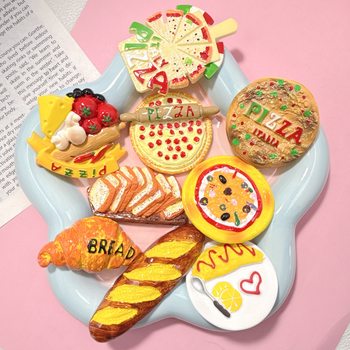 Large-gourmet pizza toast refrigerator sticker resin accessories food play DIY wall sticker mobile phone shell accessories