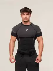 Gym/Onyx Men's T-Shirt Sports Fitness Quick-Drying Breathable Elastic Round Neck Short-Sleeved Tight-Fitting Training Clothes
